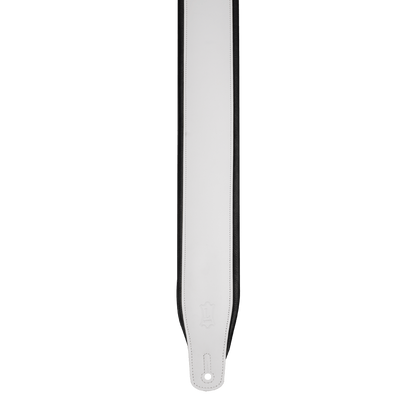 Levy's 3" Wide White over Black Amped Series Leather Guitar Strap M26PD-WHT_BLK