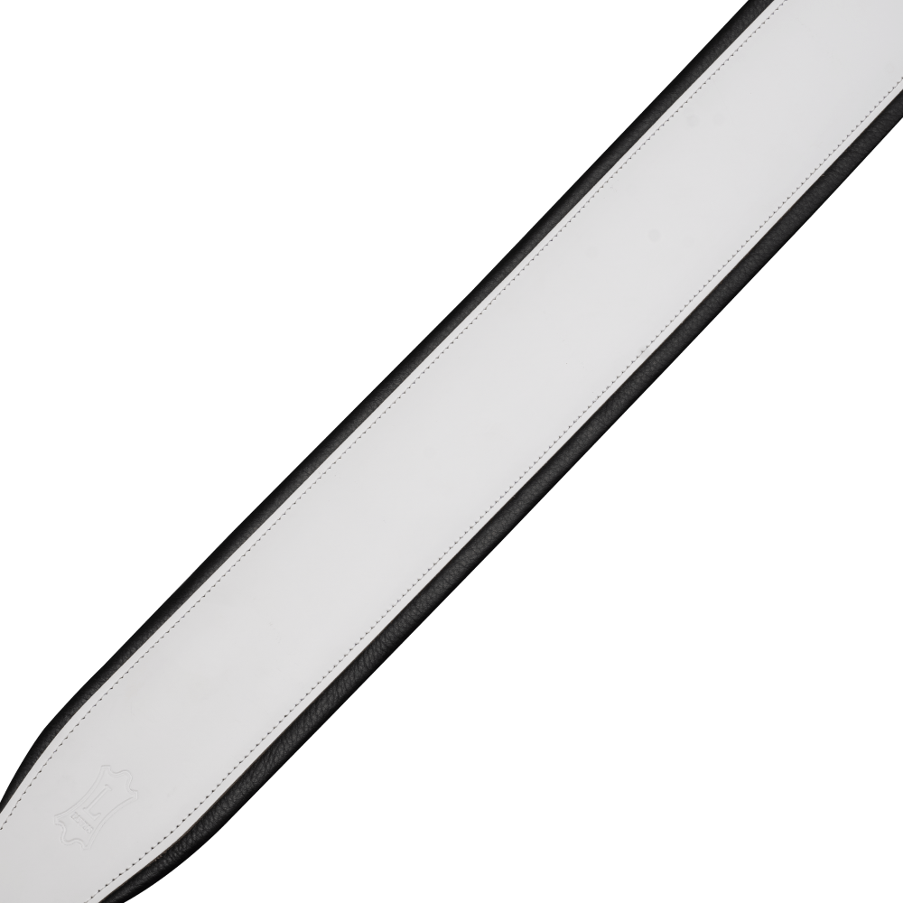 Levy's 3" Wide White over Black Amped Series Leather Guitar Strap M26PD-WHT_BLK