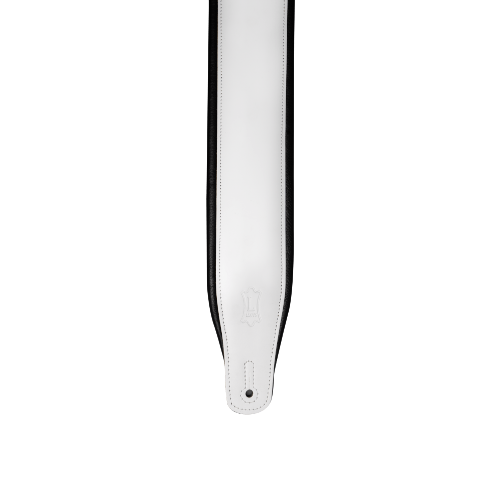 Levy's 3" Wide White over Black Amped Series Leather Guitar Strap M26PD-WHT_BLK
