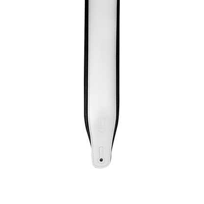 Levy's 3" Wide White over Black Amped Series Leather Guitar Strap M26PD-WHT_BLK