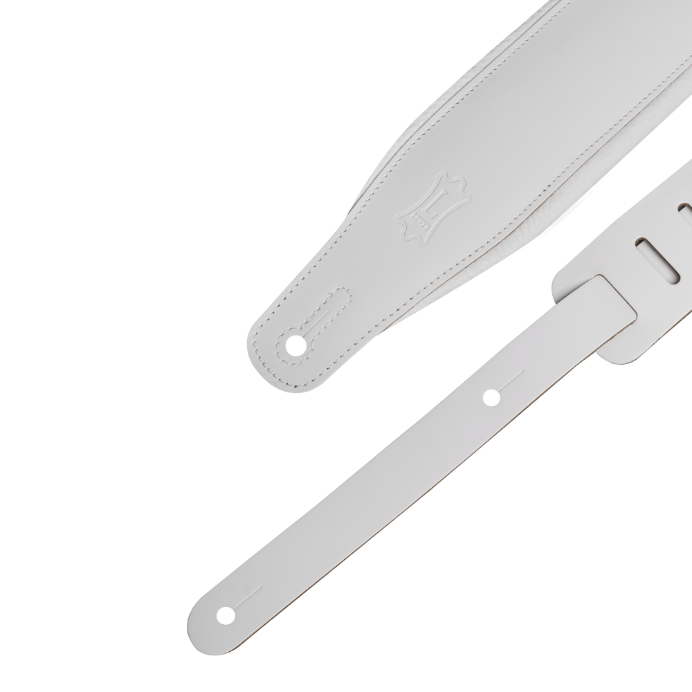 Levy's 3" Wide White  Amped Series Leather Guitar Strap M26PD-WHT_WHT