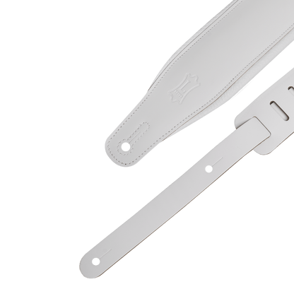 Levy's 3" Wide White  Amped Series Leather Guitar Strap M26PD-WHT_WHT