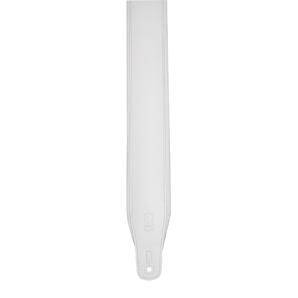 Levy's 3" Wide White  Amped Series Leather Guitar Strap M26PD-WHT_WHT