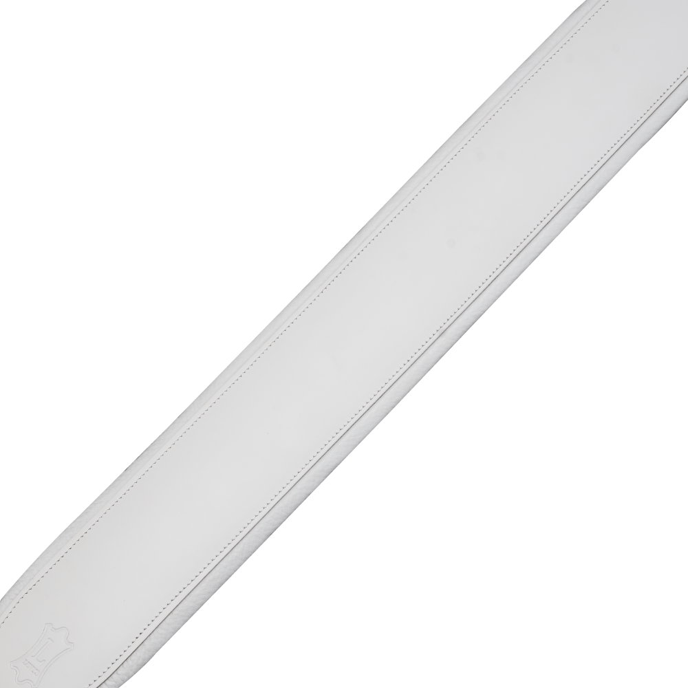 Levy's 3" Wide White  Amped Series Leather Guitar Strap M26PD-WHT_WHT