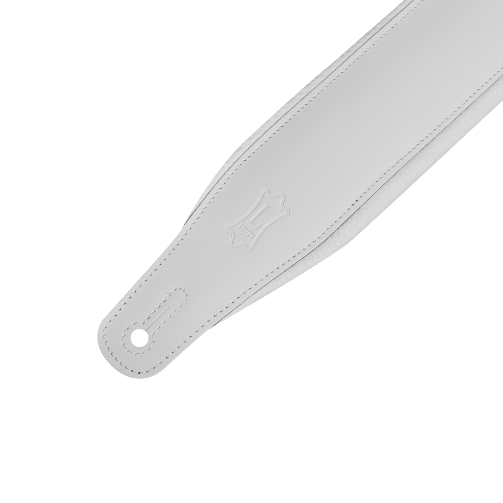 Levy's 3" Wide White  Amped Series Leather Guitar Strap M26PD-WHT_WHT