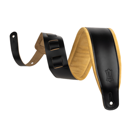Levy's Black Leather Guitar Strap with Tan Suede Backing M26PD-BLK-TAN