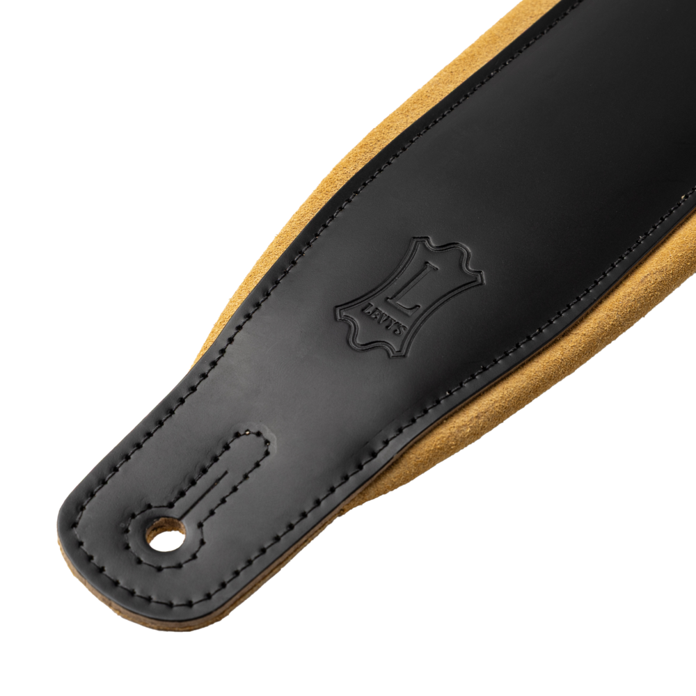 Levy's Black Leather Guitar Strap with Tan Suede Backing M26PD-BLK-TAN