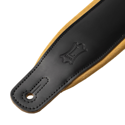 Levy's Black Leather Guitar Strap with Tan Suede Backing M26PD-BLK-TAN