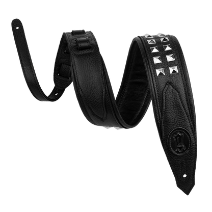 Levy's Black Leather Silver Studded Rebel Series Guitar Strap M80GRPDX-BLK