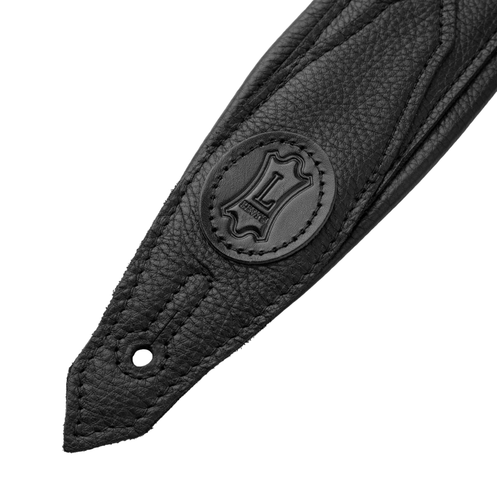Levy's Black Leather Silver Studded Rebel Series Guitar Strap M80GRPDX-BLK