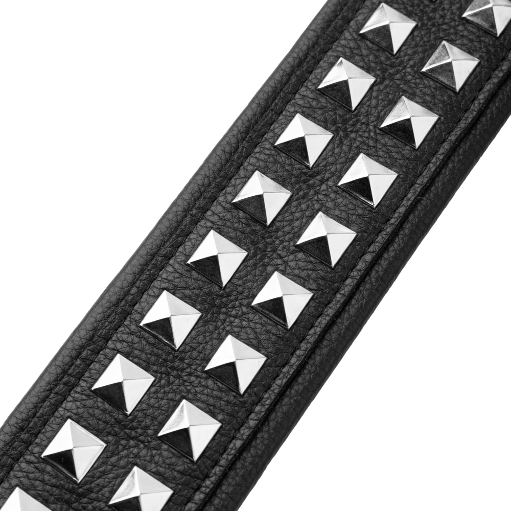 Levy's Black Leather Silver Studded Rebel Series Guitar Strap M80GRPDX-BLK