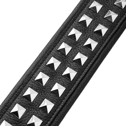 Levy's Black Leather Silver Studded Rebel Series Guitar Strap M80GRPDX-BLK