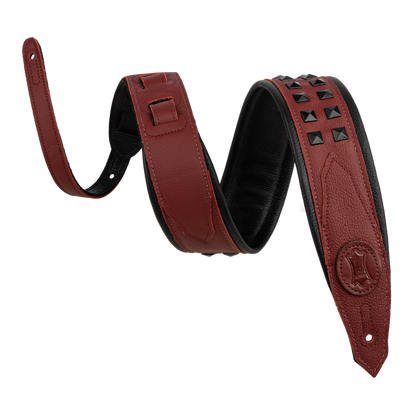 Levy's Oxblood Leather Black Studded Rebel Series Guitar Strap M80GRPDX-BRG