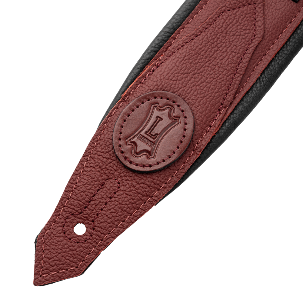 Levy's Oxblood Leather Black Studded Rebel Series Guitar Strap M80GRPDX-BRG