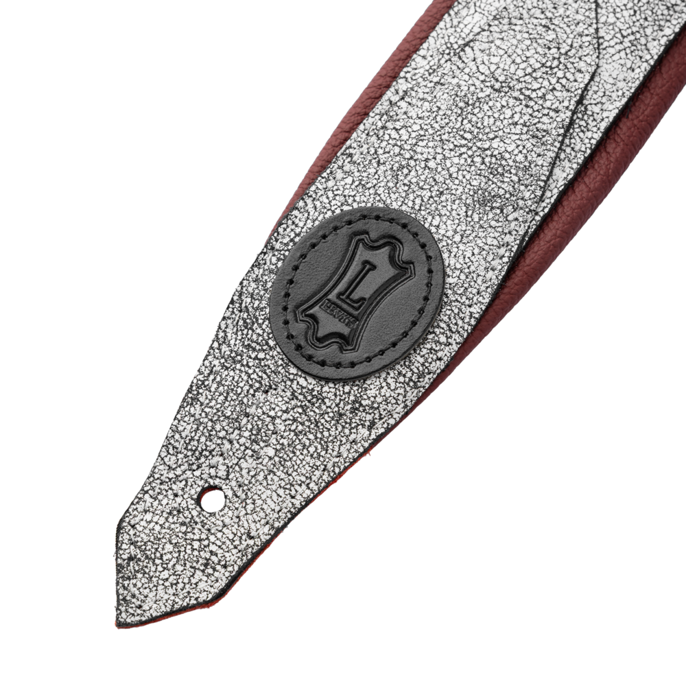 Levy's Cracked White Leather Silver Studded Rebel Series Guitar Strap M80GRPDX-WHT