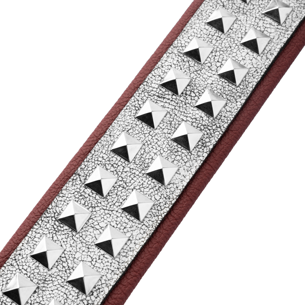 Levy's Cracked White Leather Silver Studded Rebel Series Guitar Strap M80GRPDX-WHT