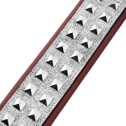 Levy's Cracked White Leather Silver Studded Rebel Series Guitar Strap M80GRPDX-WHT