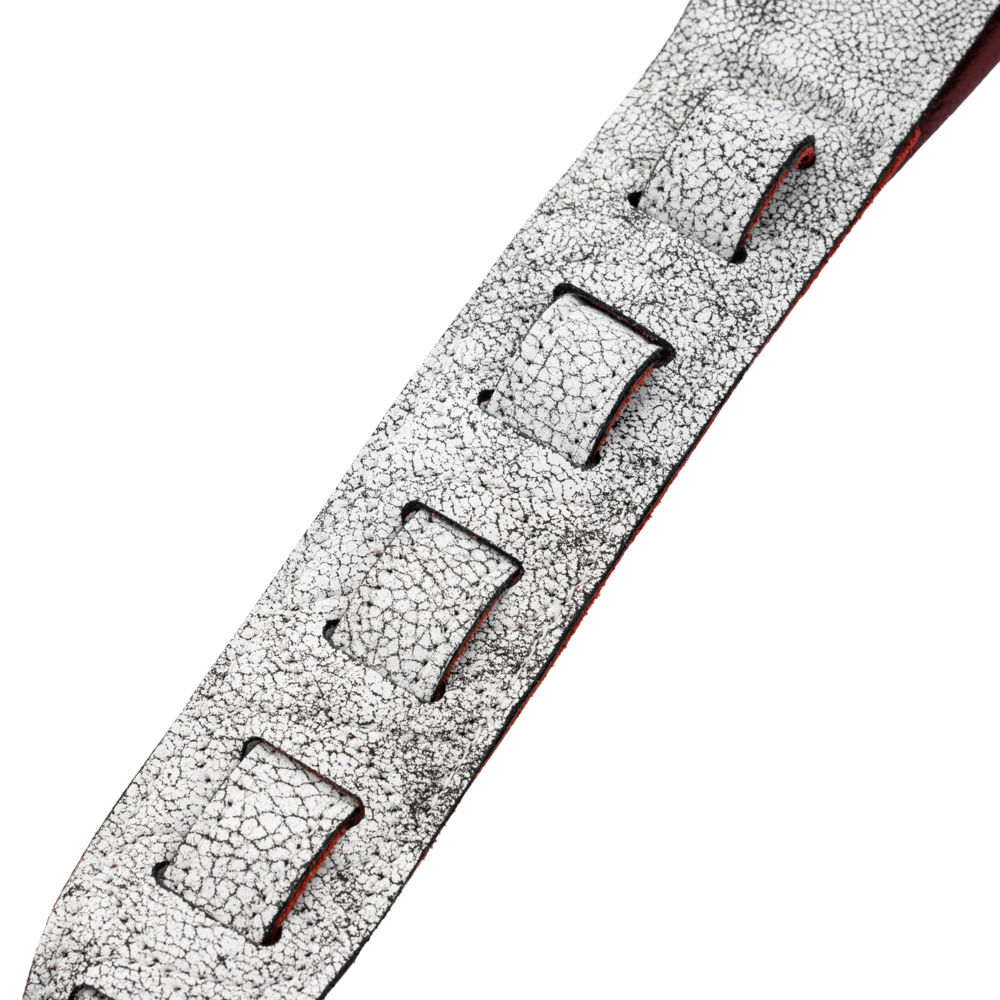 Levy's Cracked White Leather Silver Studded Rebel Series Guitar Strap M80GRPDX-WHT