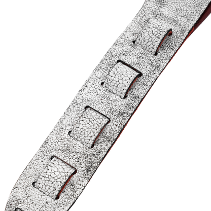 Levy's Cracked White Leather Silver Studded Rebel Series Guitar Strap M80GRPDX-WHT