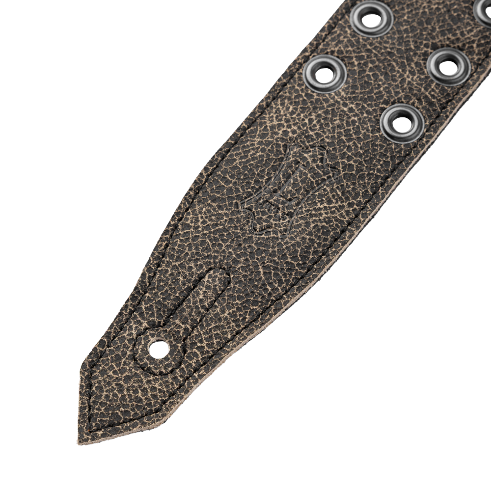 Levy's Distressed Black Leather Eyelet Rebel Series Guitar Strap M80RBEY-BLK