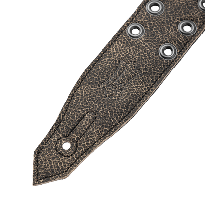 Levy's Distressed Black Leather Eyelet Rebel Series Guitar Strap M80RBEY-BLK