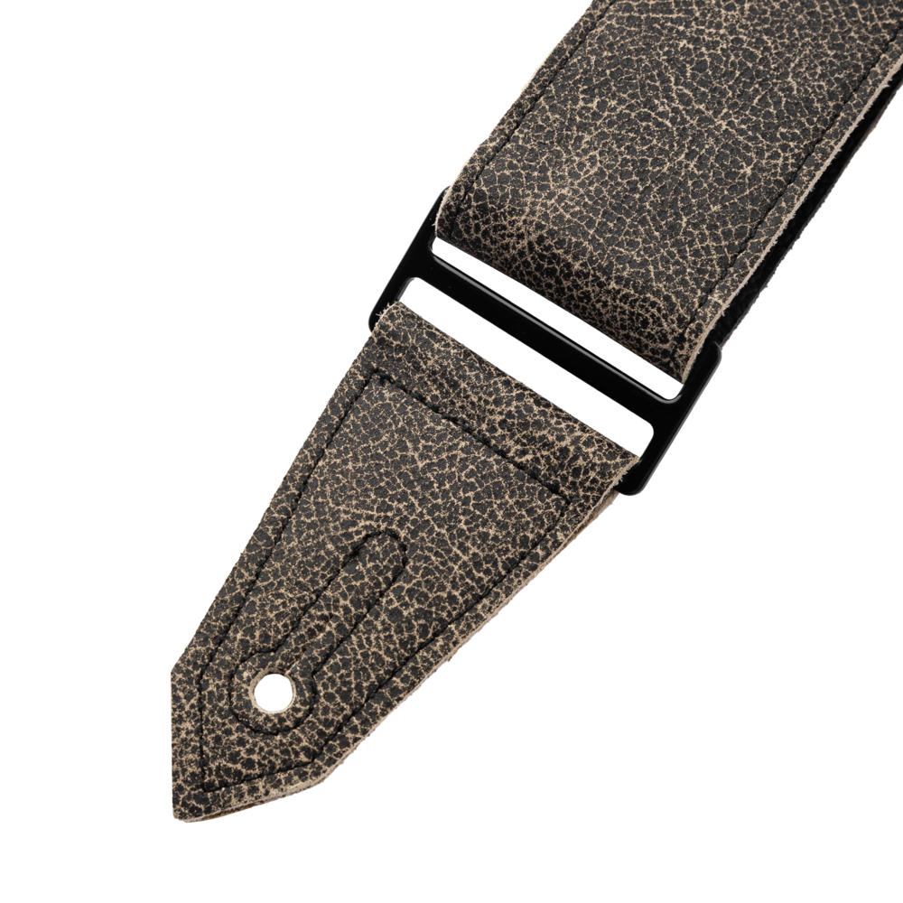 Levy's Distressed Black Leather Eyelet Rebel Series Guitar Strap M80RBEY-BLK