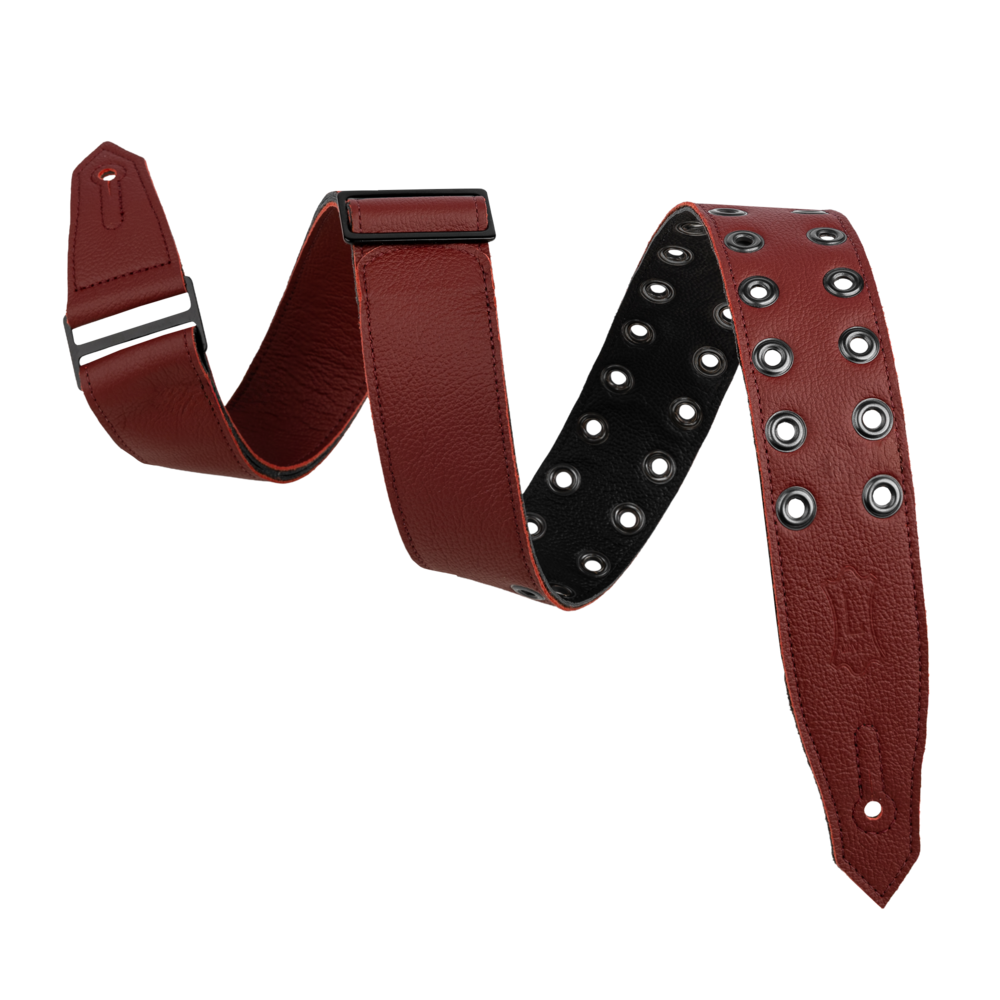 Levy's Oxblood Leather Rebel Series Guitar Strap with Black Eyelets M80RBEY-BRG