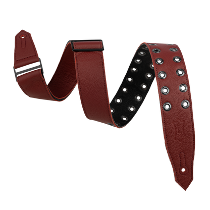 Levy's Oxblood Leather Rebel Series Guitar Strap with Black Eyelets M80RBEY-BRG