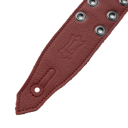 Levy's Oxblood Leather Rebel Series Guitar Strap with Black Eyelets M80RBEY-BRG