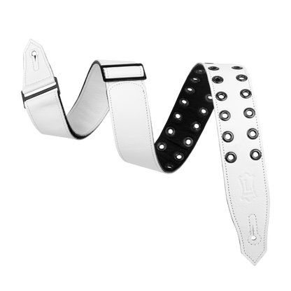Levy's Distressed White Leather Eyelet Rebel Series Guitar Strap M80RBEY-WHT