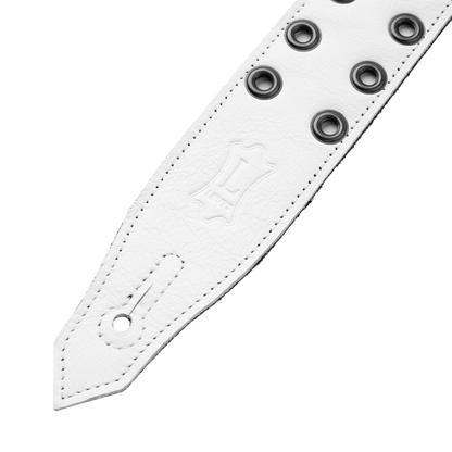 Levy's Distressed White Leather Eyelet Rebel Series Guitar Strap M80RBEY-WHT