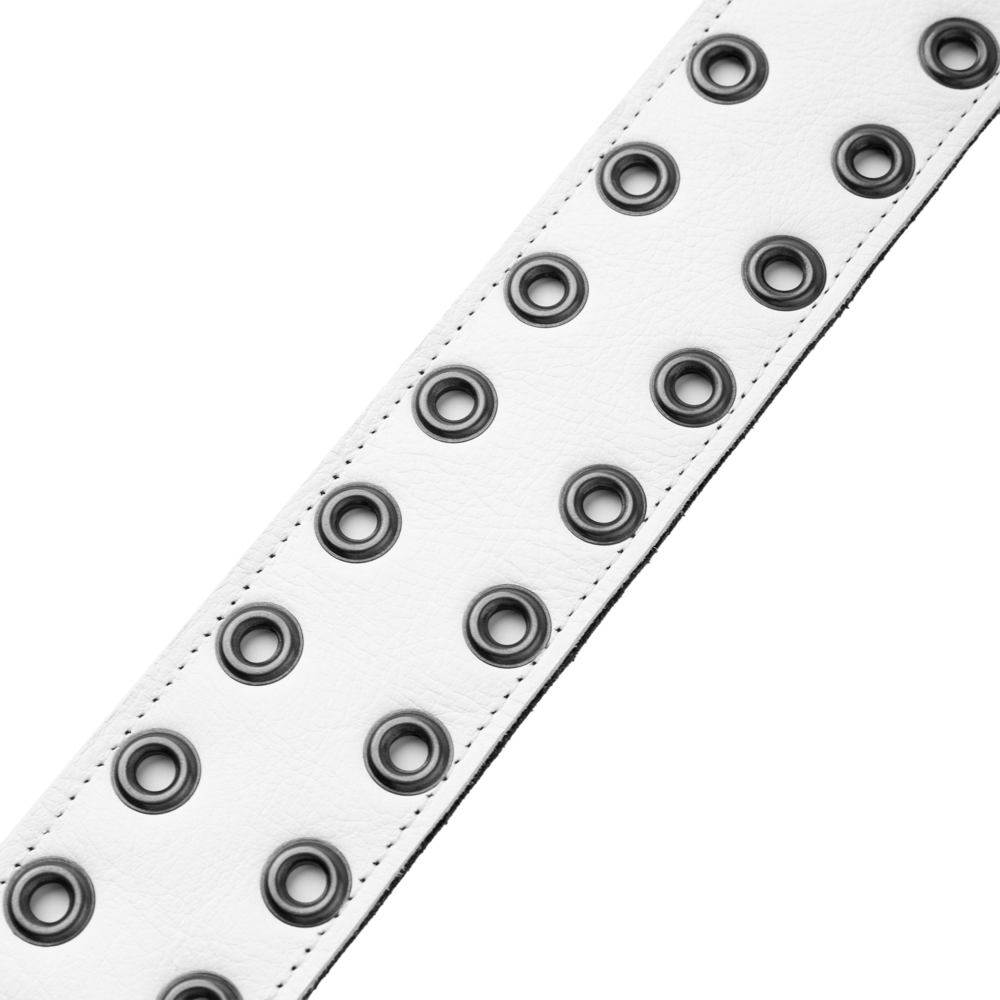 Levy's Distressed White Leather Eyelet Rebel Series Guitar Strap M80RBEY-WHT