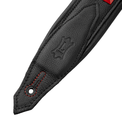 Levy's Black Leather Red Studded Rebel Series Guitar Strap M81GRPDX-BLK