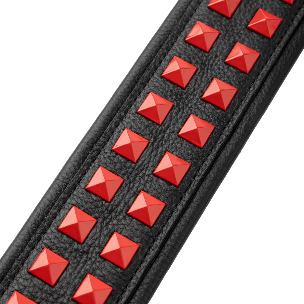Levy's Black Leather Red Studded Rebel Series Guitar Strap M81GRPDX-BLK