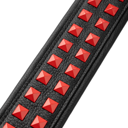 Levy's Black Leather Red Studded Rebel Series Guitar Strap M81GRPDX-BLK