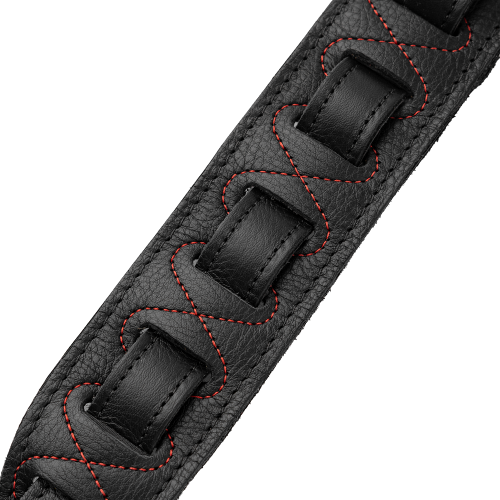 Levy's Black Leather Red Studded Rebel Series Guitar Strap M81GRPDX-BLK