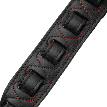 Levy's Black Leather Red Studded Rebel Series Guitar Strap M81GRPDX-BLK