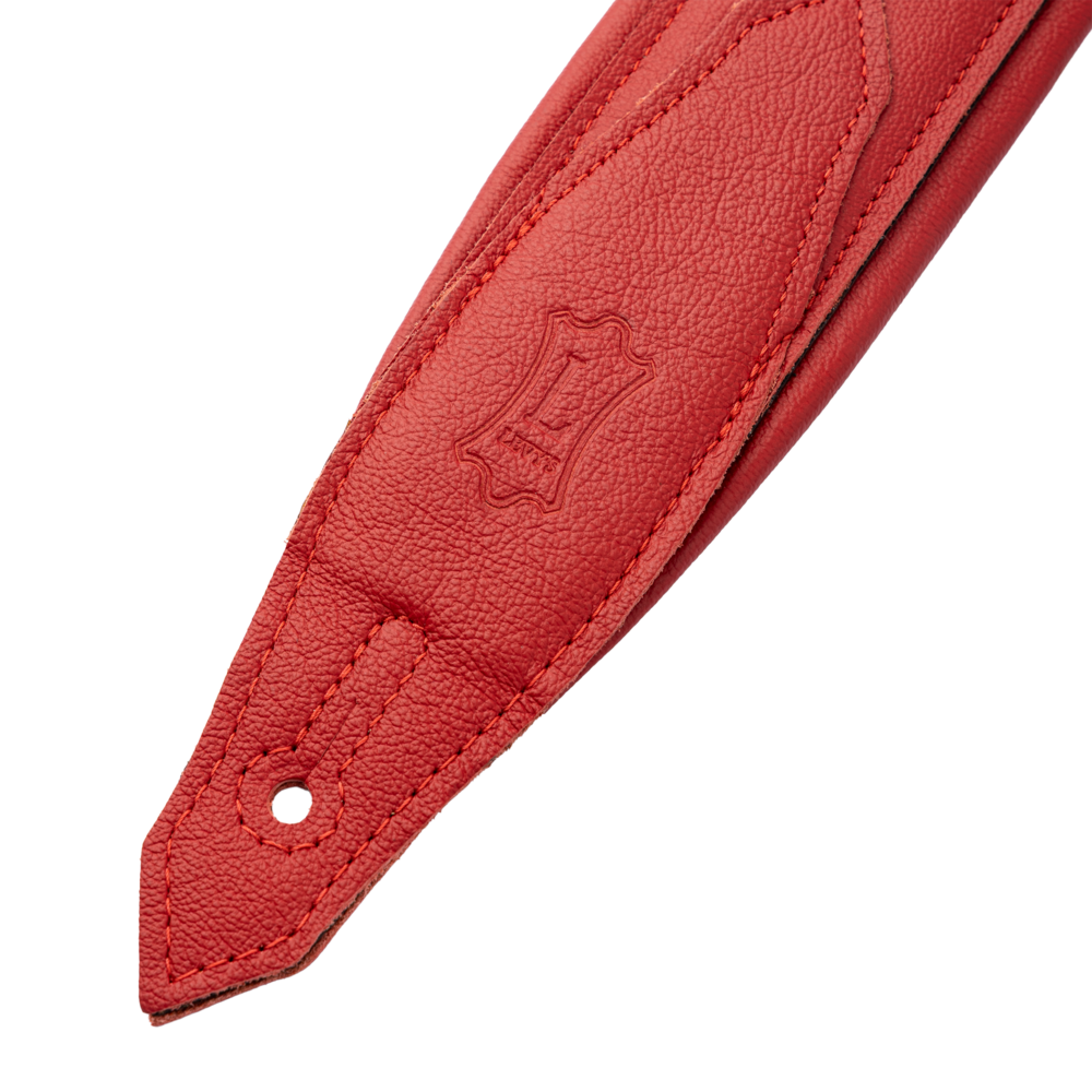 Levy's Vibrant Red Leather Red Studded Rebel Series Guitar Strap M81GRPDX-RED