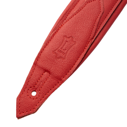 Levy's Vibrant Red Leather Red Studded Rebel Series Guitar Strap M81GRPDX-RED