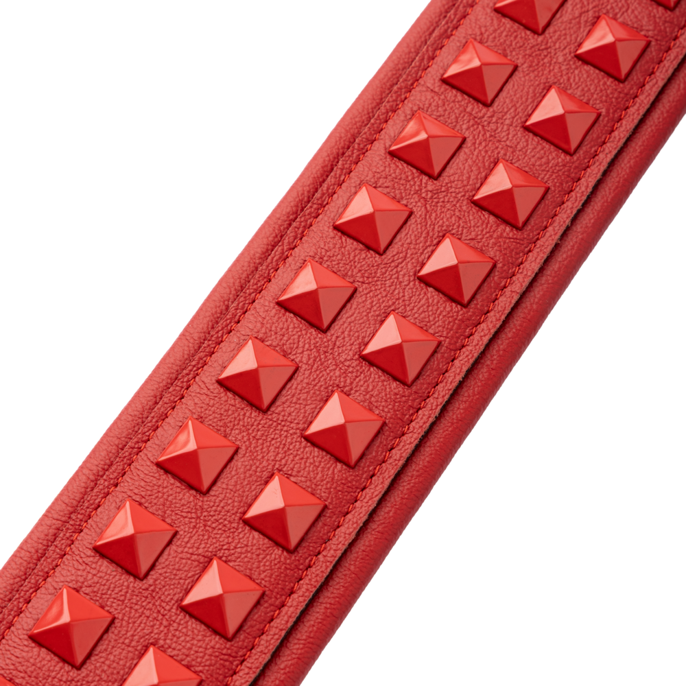 Levy's Vibrant Red Leather Red Studded Rebel Series Guitar Strap M81GRPDX-RED