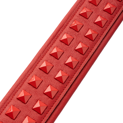 Levy's Vibrant Red Leather Red Studded Rebel Series Guitar Strap M81GRPDX-RED