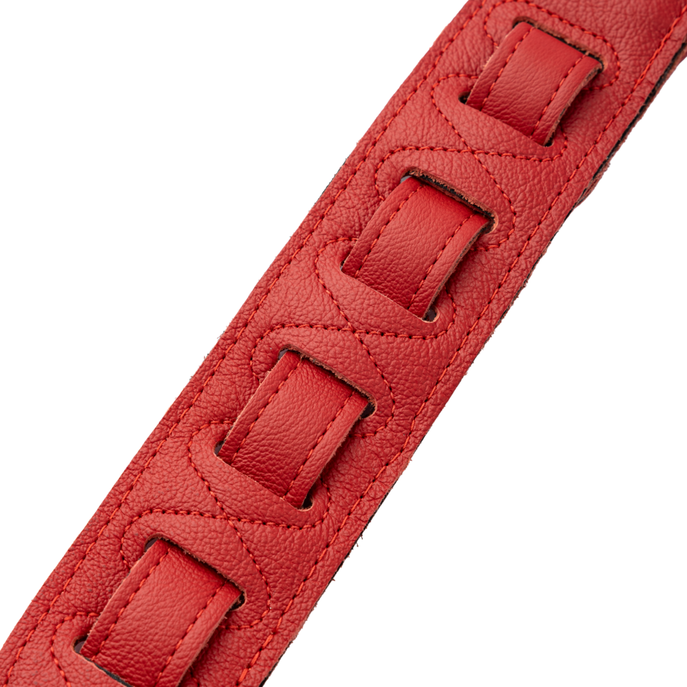 Levy's Vibrant Red Leather Red Studded Rebel Series Guitar Strap M81GRPDX-RED