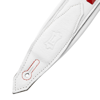 Levy's White Leather Red Studded Rebel Series Guitar Strap M81GRPDX-WHT