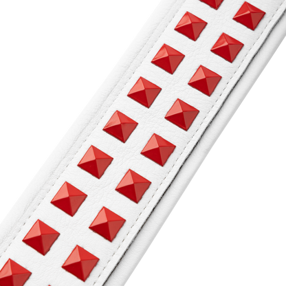 Levy's White Leather Red Studded Rebel Series Guitar Strap M81GRPDX-WHT