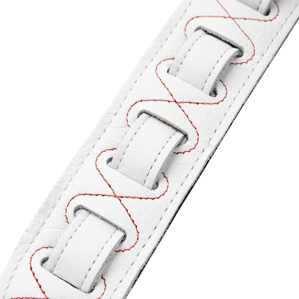 Levy's White Leather Red Studded Rebel Series Guitar Strap M81GRPDX-WHT