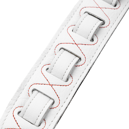Levy's White Leather Red Studded Rebel Series Guitar Strap M81GRPDX-WHT