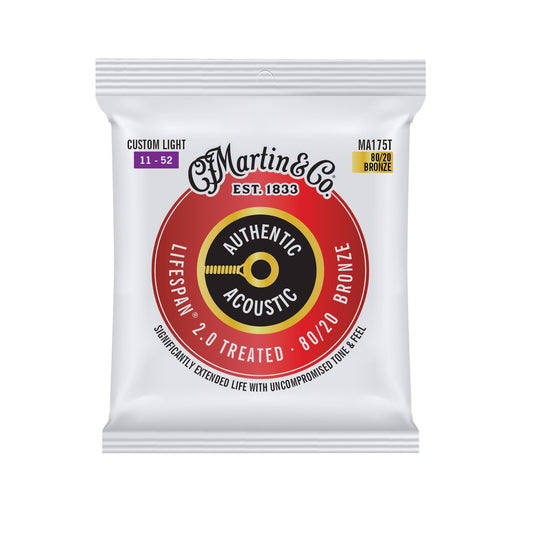 Martin Authentic Acoustic Lifespan 2.0 Custom Light M175T 11-52 Guitar Strings 80/20 Bronze
