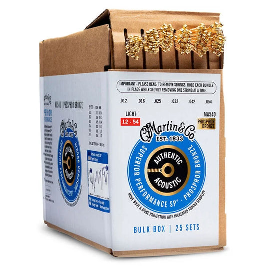 Martin Authentic Acoustic SP MA540 Light 12-54 Bulk 25 Pack Guitar Strings Phosphor Bronze