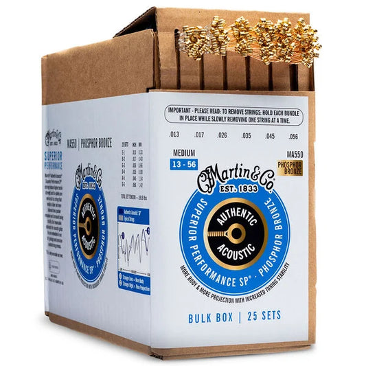 Martin Authentic Acoustic SP MA550 Medium 13-56 Bulk 25 Pack Guitar Strings Phosphor Bronze