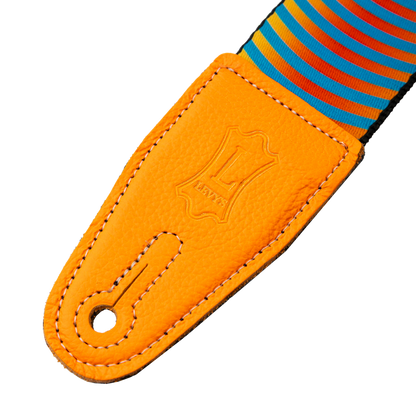 Levy's Orange Sonic Boom Optical Illusion Print 2" Guitar Strap with Orange Leather Ends MP2OI-003